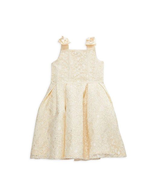 Badgley Mischka White Girl's Brielle Lace Bow Dress