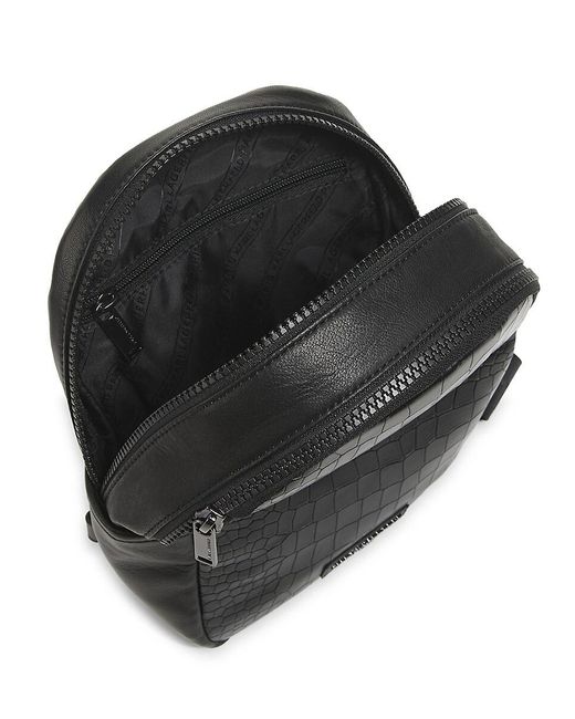 Karl Lagerfeld Black Croc-embossed Leather Sling Backpack for men