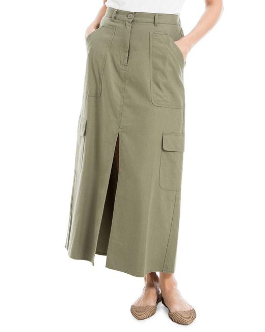 Max Studio Green Cargo Maxi A Line Skirt