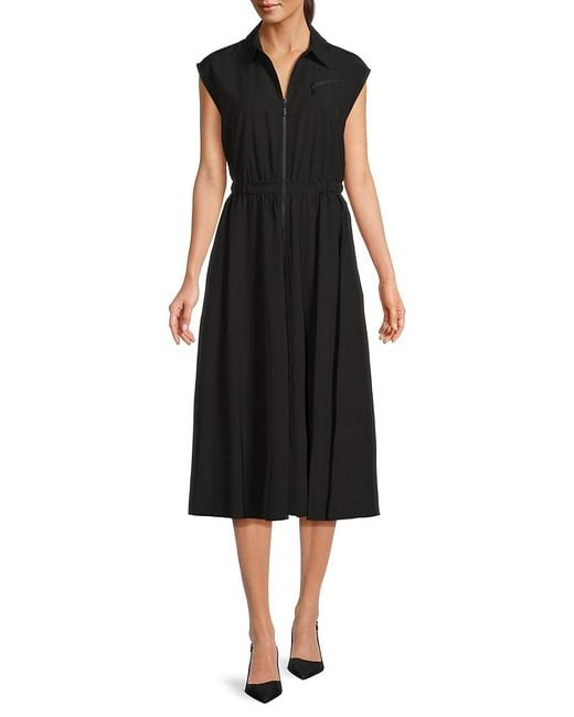 Calvin Klein Black Zip Up Midi-Dress