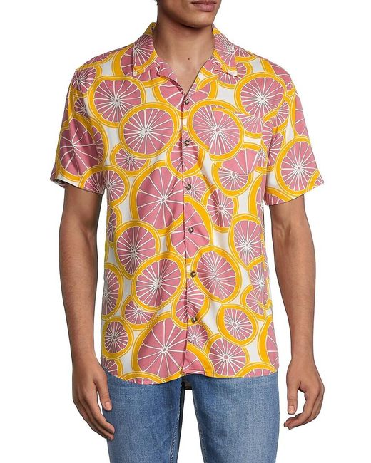 Sovereign Code Yellow Bay Grapefruit Camp Collar Button-down Shirt for men