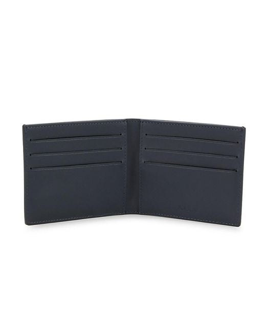 Paul Smith Blue Diagonal Stripe Bifold Leather Wallet for men