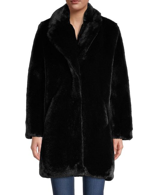 Apparis Stella Faux Fur Pea Coat in Black Lyst UK