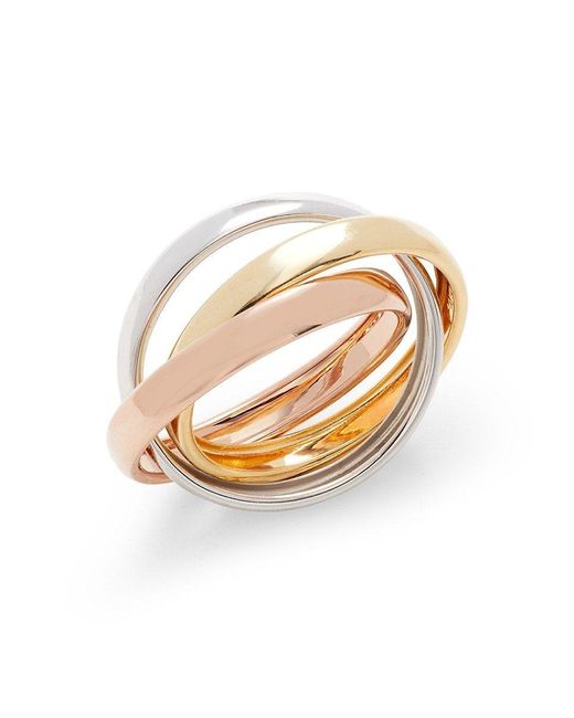 Saks Fifth Avenue 14k Tri Tone Gold Rolling Ring in White | Lyst