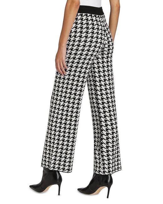 Saks Fifth Avenue Natural Houndstooth High-Rise Straight-Leg Pants