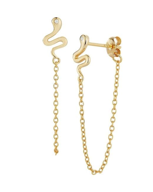 Chloe and Madison White Vermeil & Cubic Zirconia Snake Chain Hoop Earrings