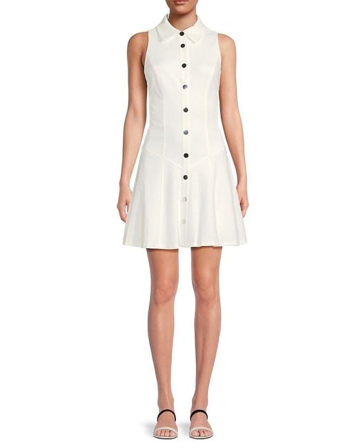 DKNY White Panelled Mini Shirtdress