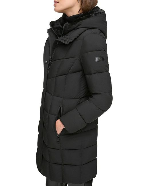 DKNY Black Longline Bib Puffer Jacket