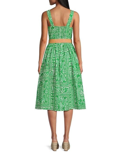 Eliza J Green Missy Floral Cotton A-Line Midi-Dress