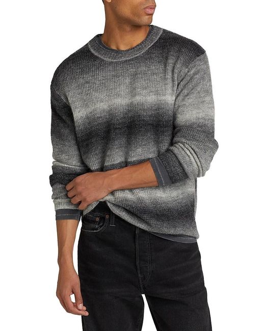 PAIGE Gray Lozano Gradient-Knit Crewneck Sweater for men