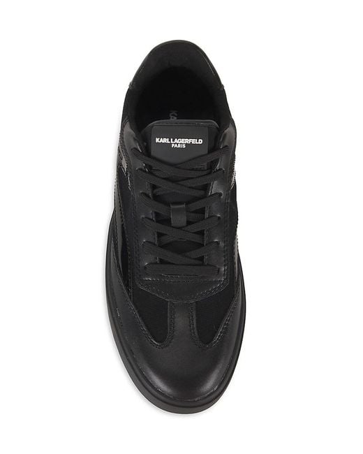 Karl Lagerfeld Black Wingtip Low-Top Sneakers for men