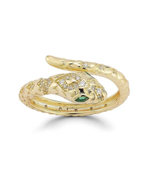 Chloe and Madison Metallic 14K--Plated Sterling & Cubic Zirconia Snake Ring