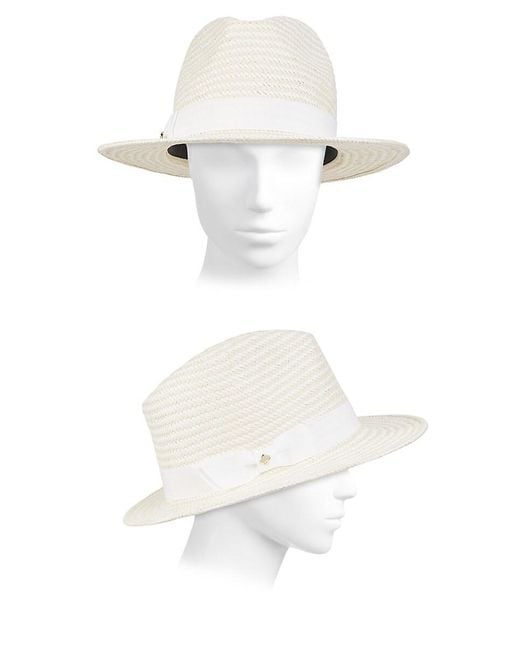 Kate Spade White Two Tone Textured Fedora