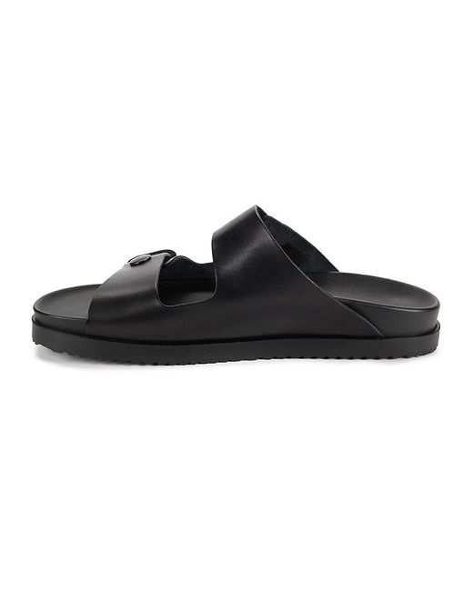 Saks Fifth Avenue Black Dual Buckle Leather Sandals for men