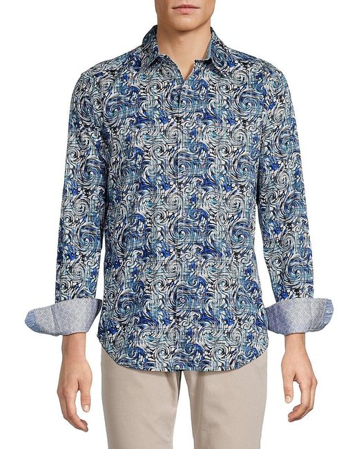 Robert Graham Button Down Men's Dress Shirt Robert Graham Beaded Vista Le  Button-Front Shirt
