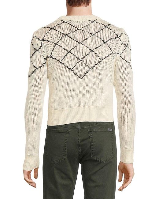 Saint Laurent Cropped Wool Blend Sweater in Natural for Men | Lyst