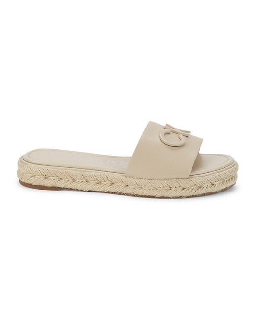 Calvin Klein Raffia Platform Sandals in Ivory (White) - Save 31% | Lyst