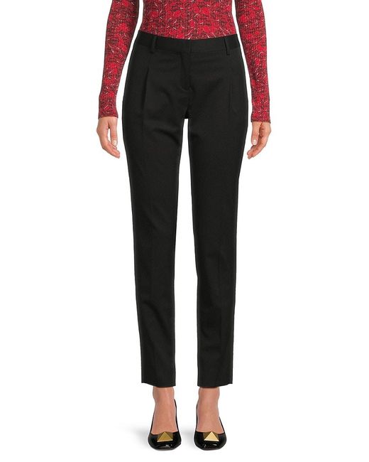 Valentino Black Flat Front Stretch Wool Pants