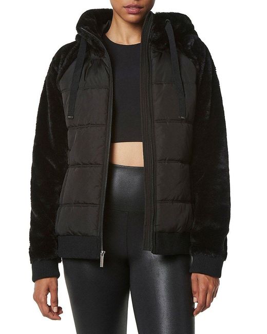 Andrew Marc Faux Fur Hooded Puffer Jacket in Black Lyst