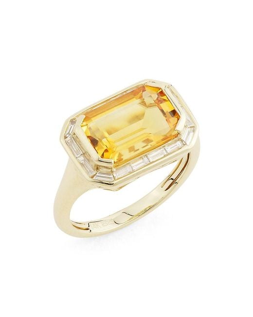 Effy Metallic 14K, Citrine & 0.37 Tcw Diamond Ring
