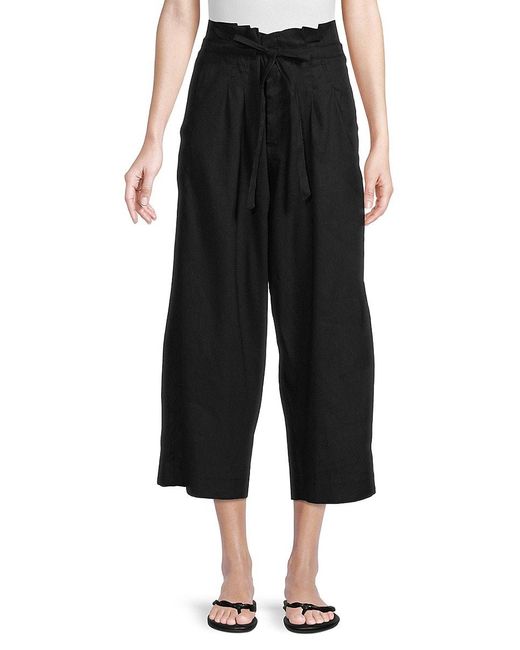 Calvin Klein Linen Blend Wide Leg Pants in Black | Lyst Canada