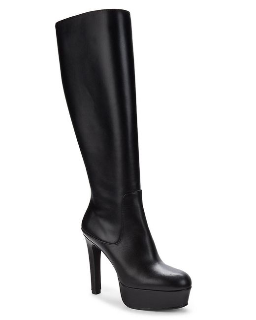 Stuart Weitzman Ave 130 Leather Platform Knee Boots in Black | Lyst