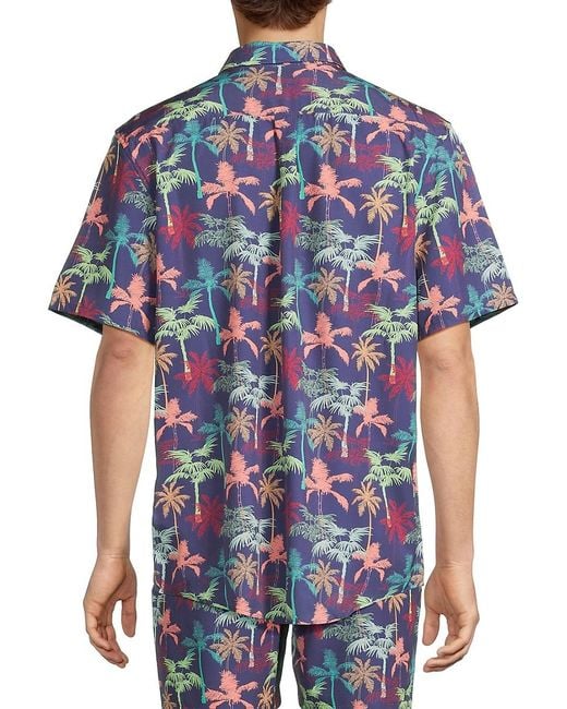 Wesc Blue Oden Palm Print Button-Front Shirt for men