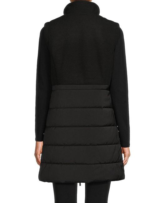 Calvin Klein Black Faux Fur Quilted Longline Zip Vest