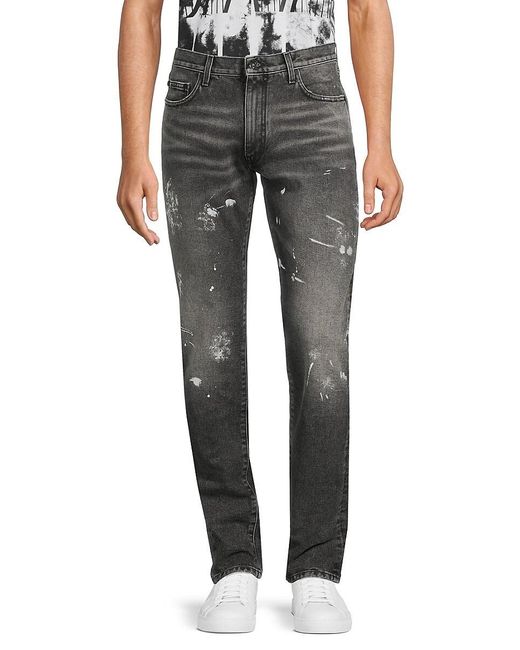 Off-White c/o Virgil Abloh Black Diag Outline Paint Slim Jeans for men