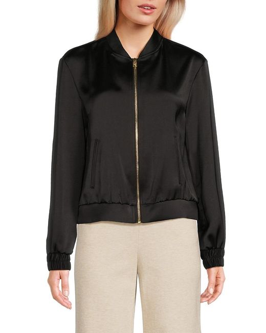 Halston Heritage Black Zip Bomber Jacket