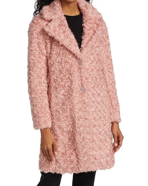 Kate Spade Pink Teddy Jewel Button Coat