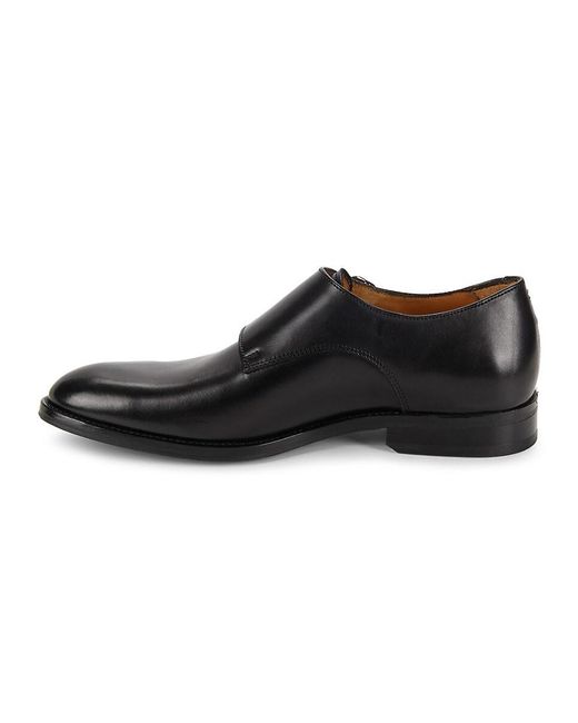Saks Fifth Avenue Black Matthew Leather Double Monk Strap Shoes for men