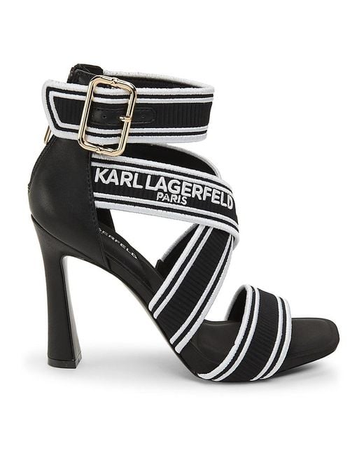 Karl Lagerfeld Black Careliz 101Mm Logo Block Heel Sandals