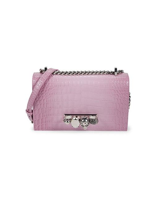 Alexander McQueen Pink Embossed Leather Crossbody Bag