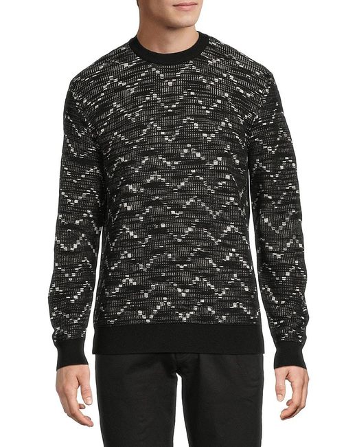 Missoni Black Zigzag Wool Crewneck Sweater for men