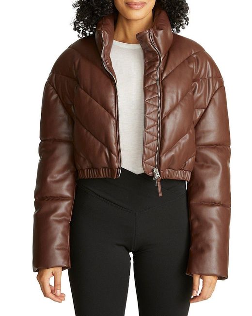 H by Hudson Hudson Cropped Chevron Puffer Jacket in Black Lyst