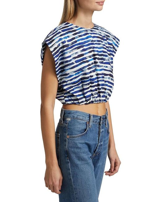 A.L.C. Blue A. L.c. Billie Linen-blend Crop Top