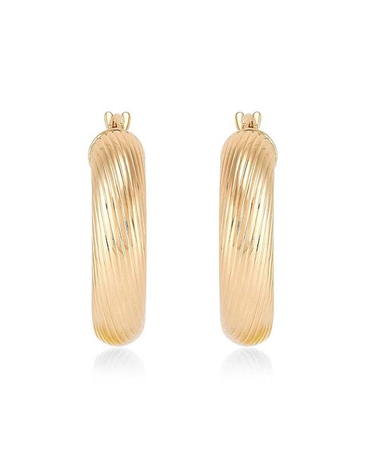 Saks Fifth Avenue White 14K Polished Texture Round Hoop Earrings