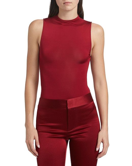 Alice + Olivia Red Nichol Highneck Bodysuit