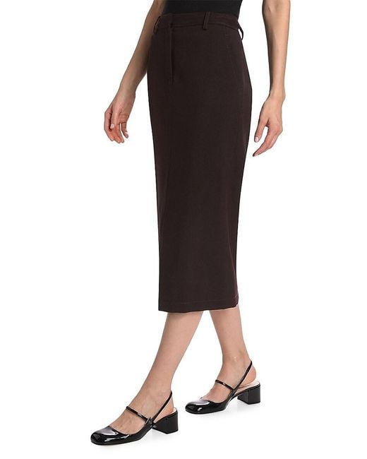 Theory Black Wool A-Line Midi-Skirt