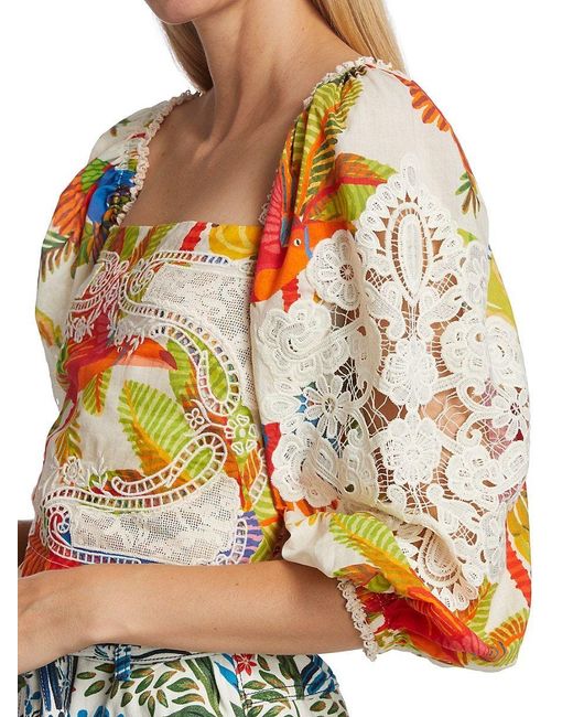 FARM Rio Forest Birds Embroidered Blouse | Lyst