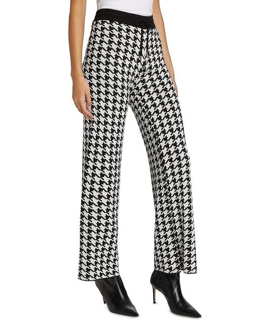 Saks Fifth Avenue Natural Houndstooth High-Rise Straight-Leg Pants
