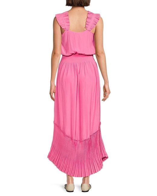 Ramy Brook Blue Baylor Pleated Blouson Maxi Dress