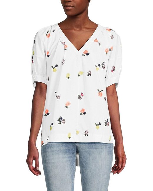 3.1 Phillip Lim White Floral Sequin & Embroidery Blouse