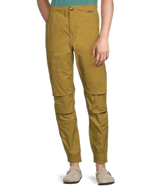 G-Star Green Paneled Tapered Cotton Trainer Pants for men