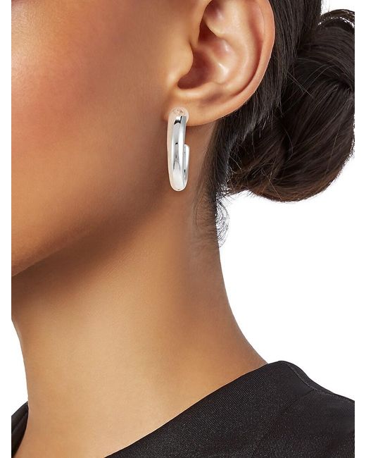 Saks Fifth Avenue White Sterling Silver Half Hoop Earrings