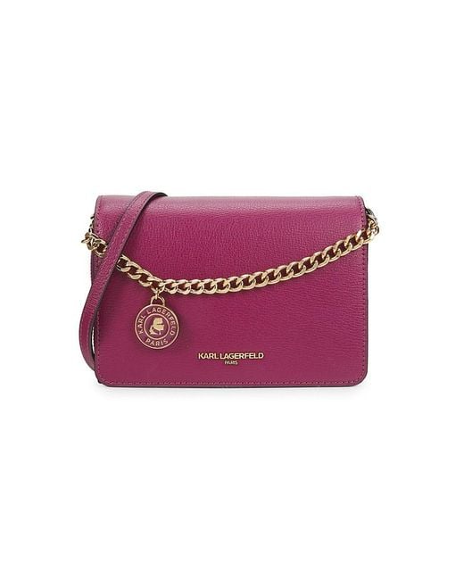 Karl Lagerfeld Purple Lourdes Leather Crossbody Bag