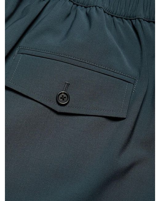 Helmut Lang Blue Pintucked Wool-Blend Shorts for men