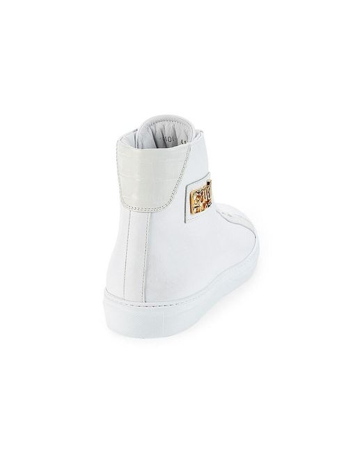 Class Roberto Cavalli White High Top Leather Sneakers for men