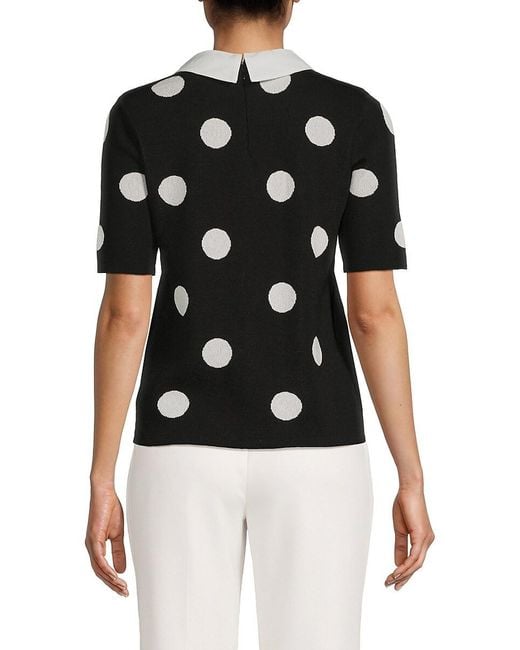Tahari Black Polka Dot Top